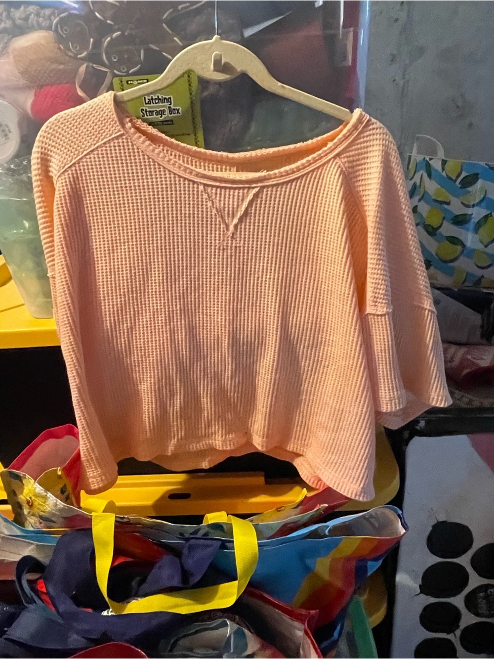 Women's Peach Waffle-Knit Cropped Top — Casual Short Sleeve